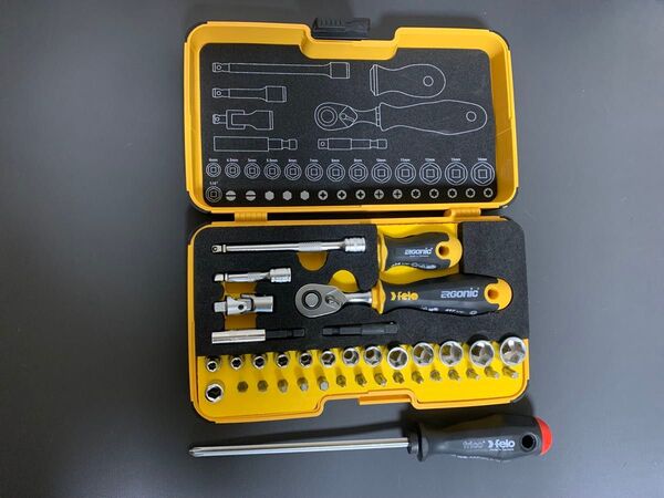 FELO フェロ ラチェット ソケット ビット 工具セット 1/4 ドライバー PH2