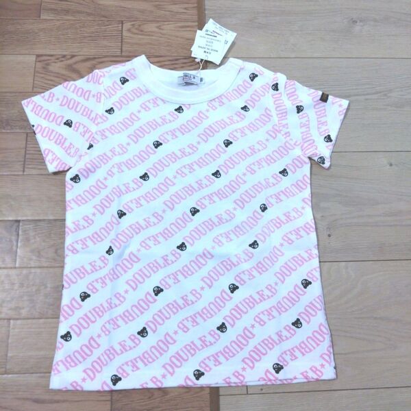 新品 キッズ 子供 ミキハウス ダブルビー ビー子ちゃん ロゴ 総柄 半袖 Tシャツ 100