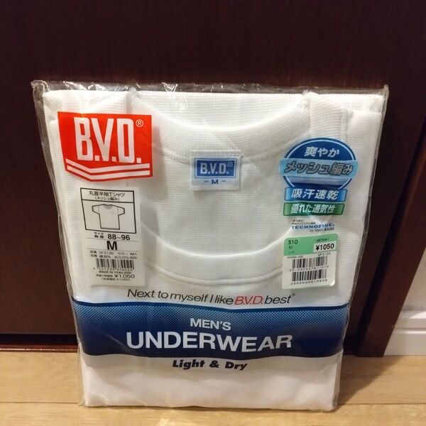 新品 紳士 メンズ BVD 丸首 半袖 Tシャツ メッシュ 吸水速乾 M