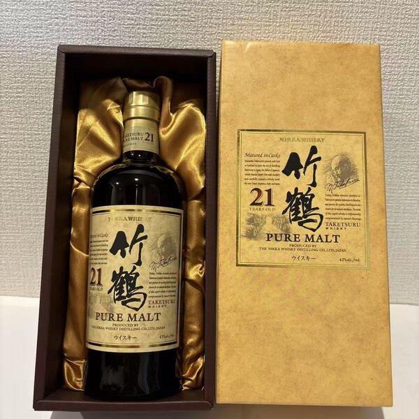 ニッカ ピュアモルト ウイスキー 竹鶴21年 箱付 古酒 NIKKA WHISKY 未開封