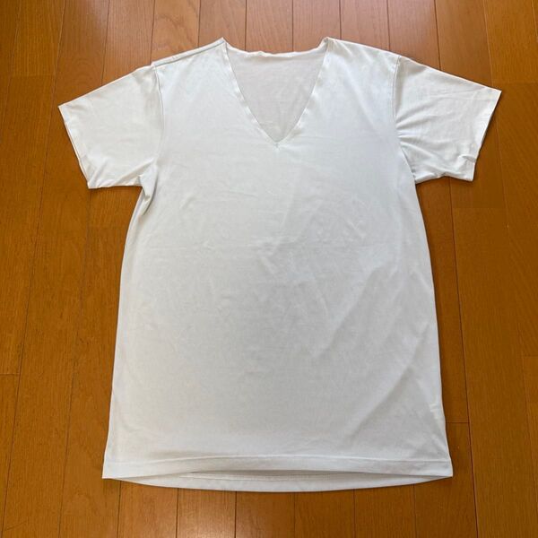 未着用★アウターに響きにくい★Vネック★インナーTシャツ★半袖★ライトグレー★Lサイズ★ストレッチ★首元見えにくい★肌着★メンズ