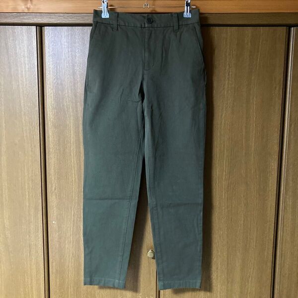 無印良品 縦横ストレッチチノボーイフィットパンツ 婦人S・カーキグリーン