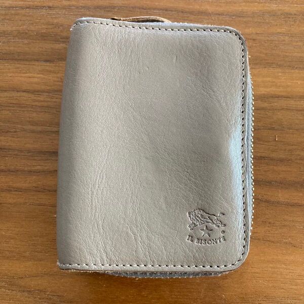 IL BISONTE イルビゾンテ 二つ折り財布 グレー レザー コンパクト