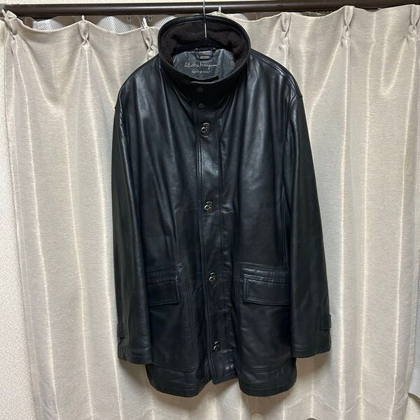 Salvatore Ferragamo レザージャケット 羊革 本革 黒 コート