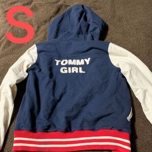 tommy girl フード付きリバーシブルパーカー スタジャン風リバーシブル パーカー ジップアップ スウェット S
