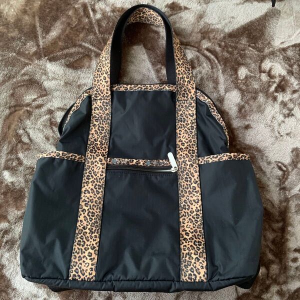 LeSportsac レスポートサック バックパック リュック チーターノワール ブラック ヒョウ柄 2wayバッグ