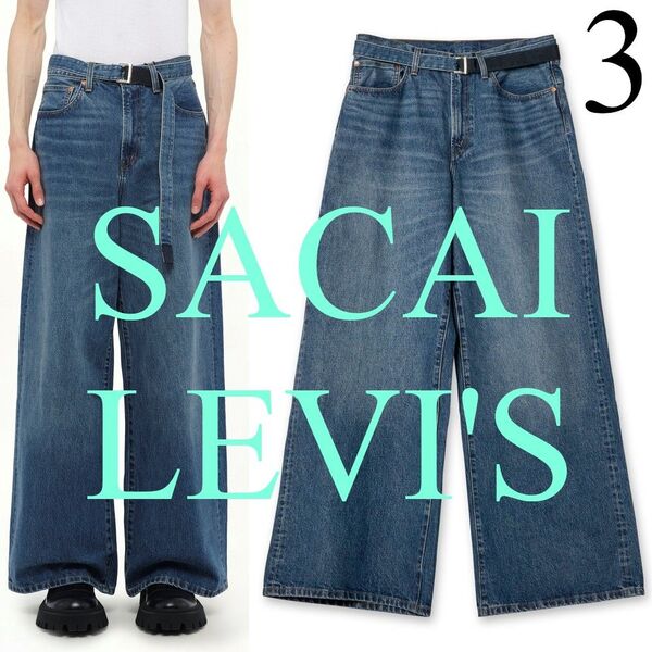 sacai x LEVI'S Denim Pants 3 サカイ リーバイス デニム パンツ ワイドデニム