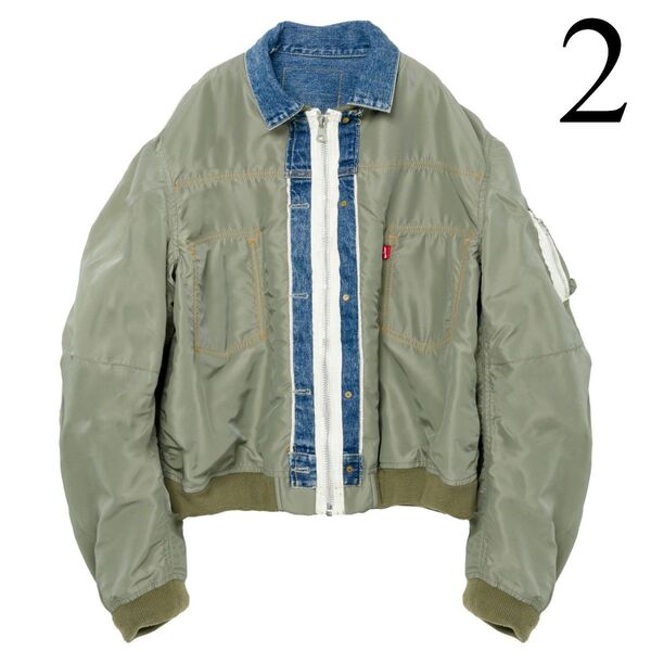 sacai x LEVI'S Reversible Blouson 緑 2 MA-1 サカイ リーバイス リバーシブル ブルゾン