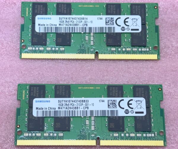 Samsung M471A2K43BB1-CPB 2枚◆PC4-17000/DDR4-2133 SO-DIMM 32GB@16GB