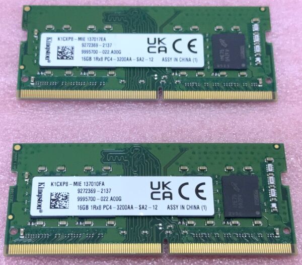 Kingston K1CXP8-MIE 2枚■PC4-25600/DDR4-3200 DDR4 SO-DIMM 32GB@16GB