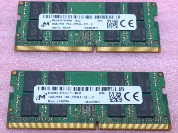 Micron MTA16ATF2G64HZ-3G2J1 2枚★PC4-3200AA DDR4 SO-DIMM 32GB@16GB