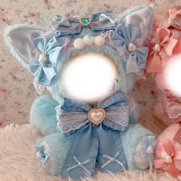 ぬい服 16cm ブルー おすわり