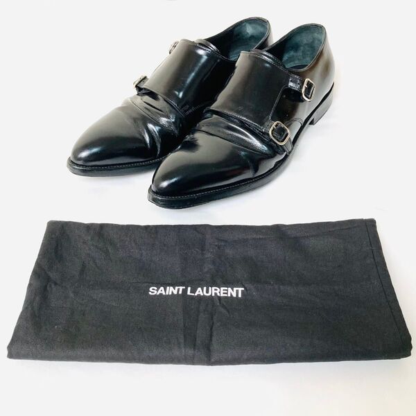 SAINT LAURENT Paris サンローラン ダブルモンクストラップ レザー ドレスシューズ 43