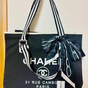CHANELシャネル トートバッグ ノベルティ 海外 大きサイズ大容量 スカーフ付き