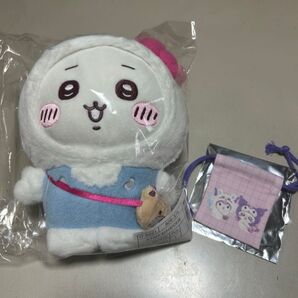 ちいかわ サンリオ コラボ ①ハローキティー ちいかわ ぬいぐるみ+②ノベルティ ミニ巾着 ※ぬいぐるみとミニ巾着のセットです