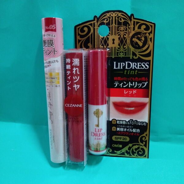 3点 新品 レッド系 セザンヌ キャンメイク OMi ティントリップ 艶リップ