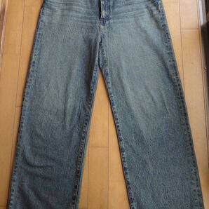 GU バギージーンズ+EC ワイドストレート 加工デニム ルーズシルエット 古着 34 (丈長め)