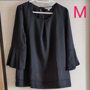 ブラック 七分袖 トップス レディース フレア袖 しまむら M