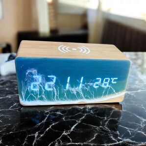 海デザインワイヤレス充電機能付きデジタル時計
