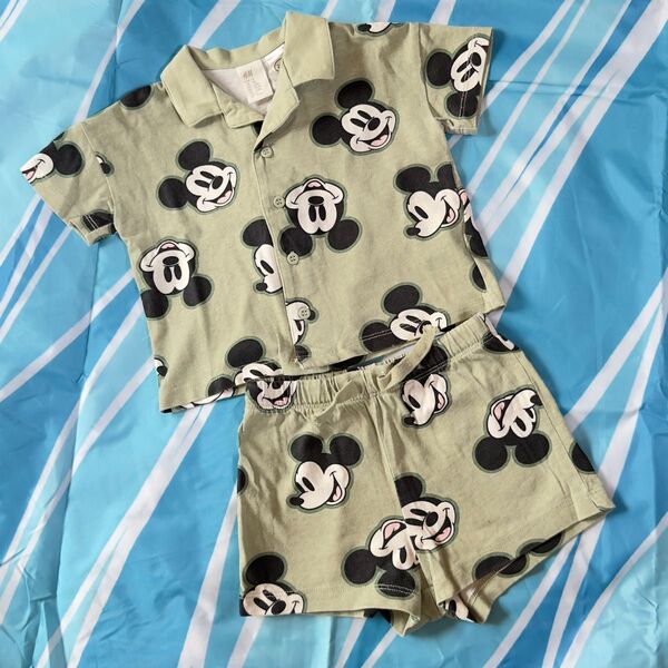 ベビー ミッキー セットアップ H&M パンツ シャツ 73-80上下セット 半袖 男の子