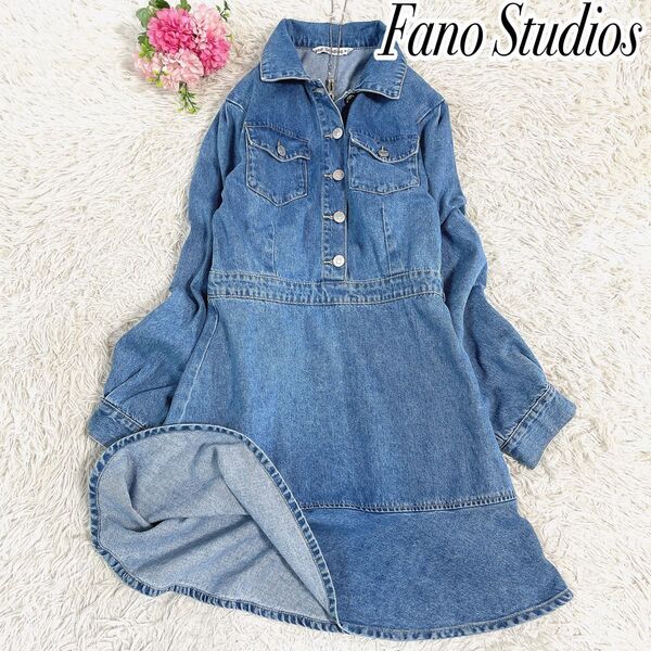 美品 ファノストゥデイオズ デニムミニワンピース M ブルー 3878
