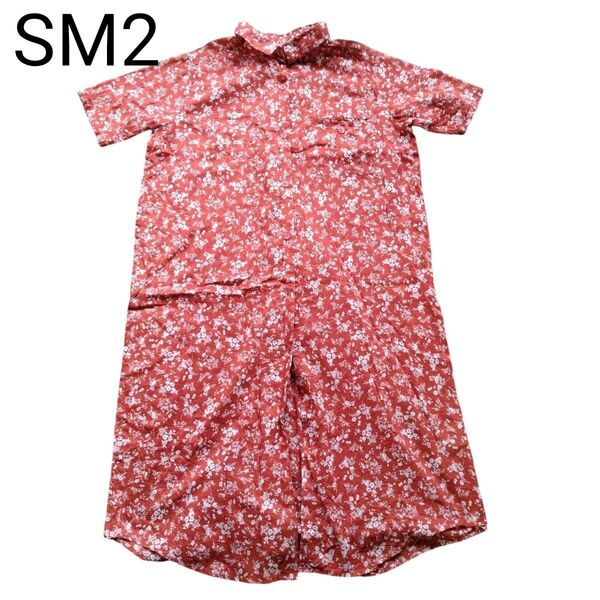 サマンサモスモスブルー 半袖 シャツ ワンピース ワンピ 花柄 シャツワンピ レディース 花柄 夏服