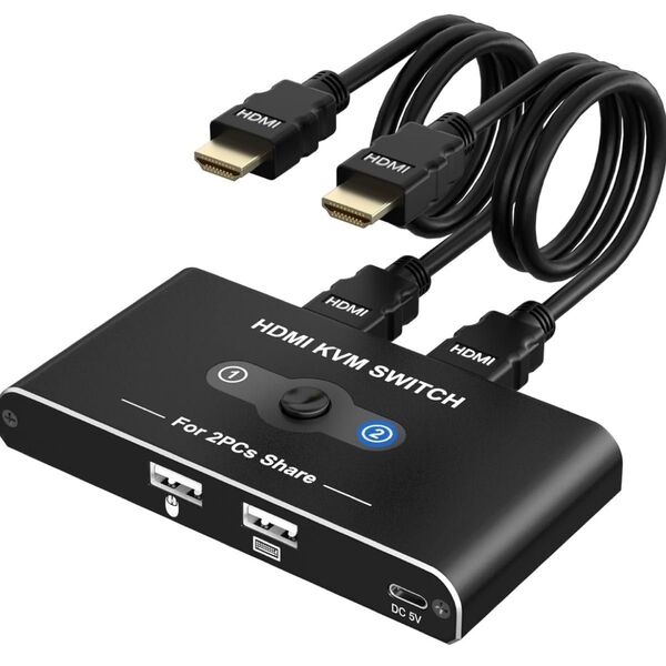 USB 切替器 KVMスイッチ HDMI 2入力1出力 パソコン