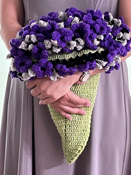 花束ブランケット 薔薇の花束 円形編み物 ハンドメイドひざ掛け用 マッ