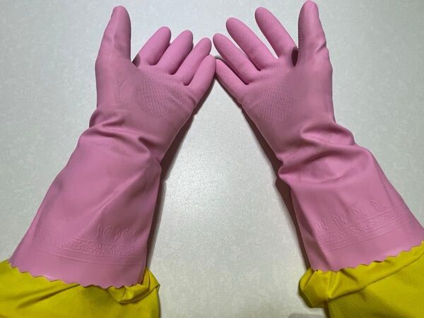 ビニール手袋 ピンク 厚手 Mサイズ