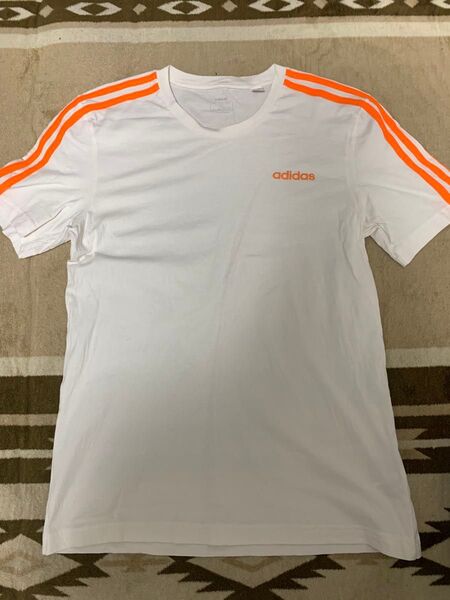 adidas Tシャツ メンズ ホワイト×オレンジ 半袖 アディダス xl