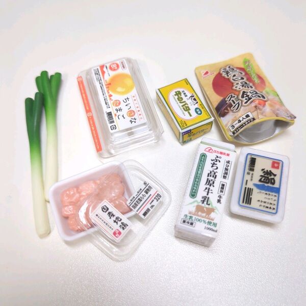 リーメント ぷちサンプルシリーズ ぷちストア 鶏白湯 卵 豆腐 牛乳 バター 鶏もも肉 ねぎ ミニチュア フィギュア