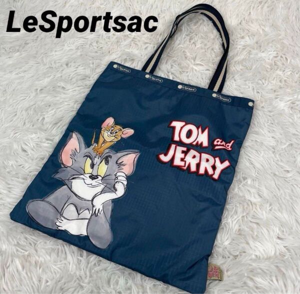 激レア LeSportsac ×トムとジェリー コラボ トートバッグ ネイビー ハンドバッグ