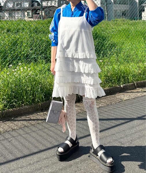 コットンフリルキャミレースワンピース ホワイト