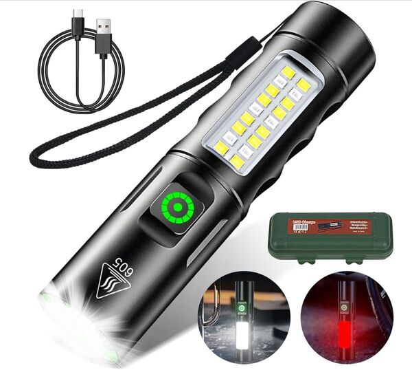 【新品】懐中電灯 高輝度 LEDハンディライト 軽量小型 7モード 充電式