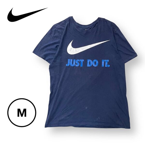NIKE ナイキ プリントTシャツ スウォッシュ just do it ネイビー ブランドロゴ ビッグロゴ 半袖Tシャツ