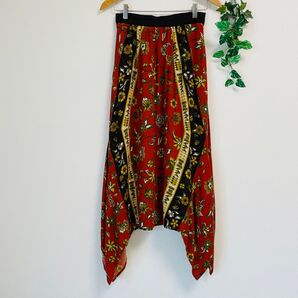 TITICACA*アジアン エスニック チチカカ ロングスカート 変形 赤系