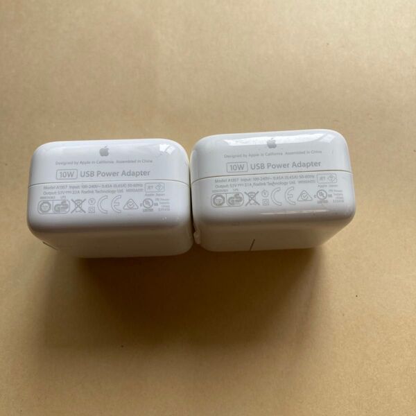 Apple iPad付属品 純正充電アダプター 10W 2個セット A1357 中古品