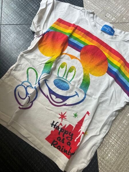東京ディズニーリゾート ミッキー Tシャツ 140 レインボー Disney 虹