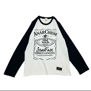 00s Archive スカル ラグラン ロングtシャツ Y2K グランジ 長袖Tシャツ