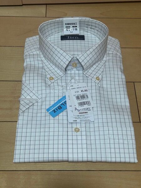ビジネスシャツ ワイシャツ Lサイズ 半袖 形態安定加工 抗菌防臭加工 綿100%