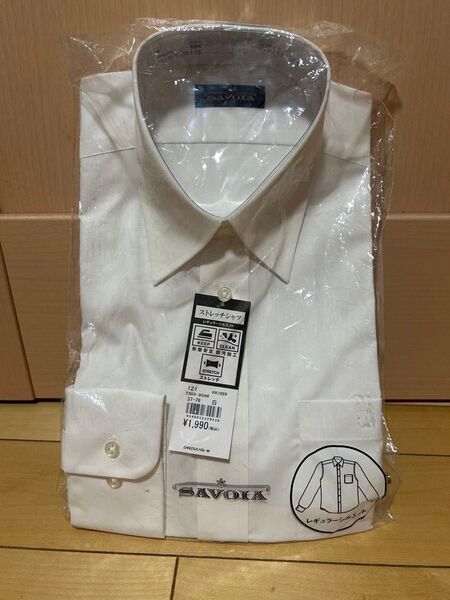 白ワイシャツ SAVOIA サイズ37-76 Sサイズ ビジネスシャツ 長袖 ストレッチ 形態安定 防汚加工