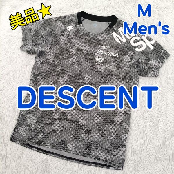 デサント ムーブスポーツ ジャガードグラフィック Tシャツ 半袖 スポーツウェア トレーニングウェア グレー 総柄 迷彩 メンズM