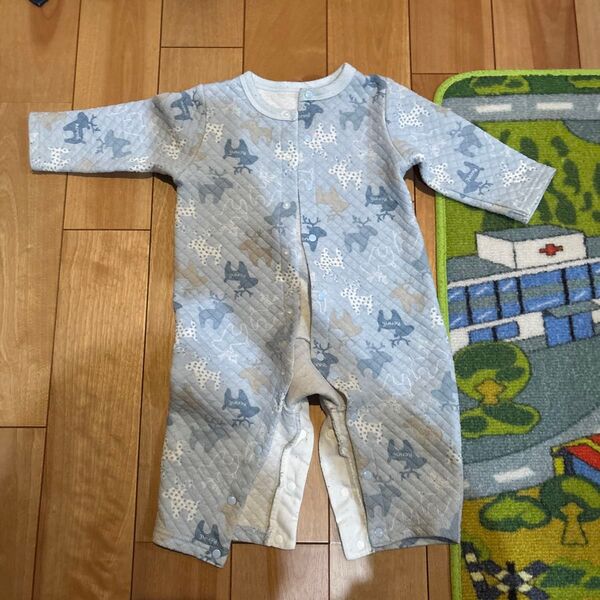 動物柄 コットンロンパース 80cm ベビー服 カバーオール 男児 子供服 キッズ 長袖