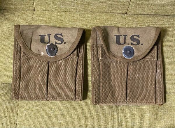 実物 第二次世界大戦 アメリカ軍 M1カービン用1943マガジンポーチ2個セット サバゲ 陸軍 海兵隊 レンジャー