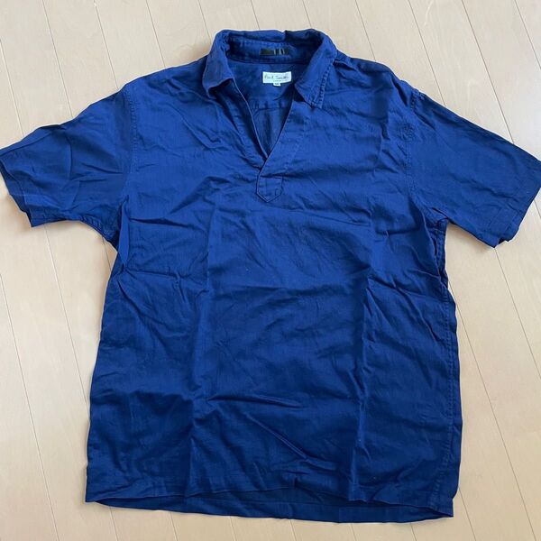 Paul Smith ポールスミス M 半袖 シャツ ネイビー スキッパー