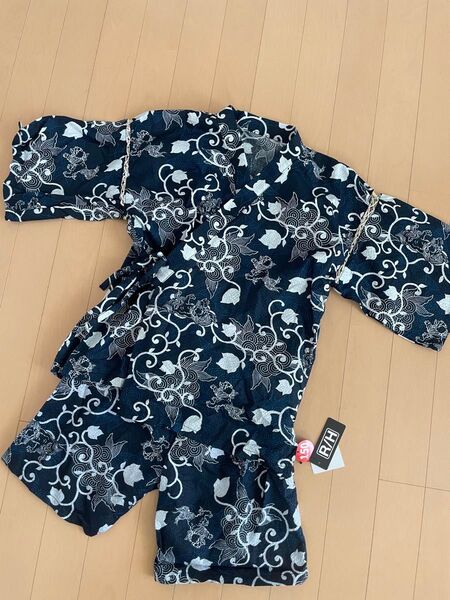 新品 150 じんべえ 甚平 ネイビー 紺