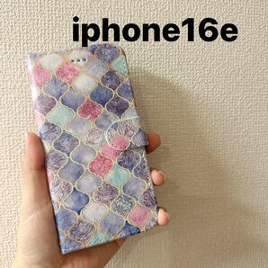 iphone16e モロッコ柄磁石ベルト手帳型ケース カバー
