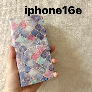 iphone16e モロッコ柄磁石ベルト手帳型ケース カバー