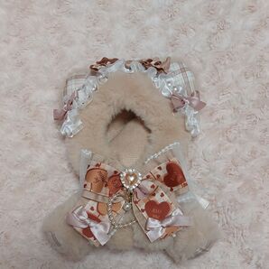 ぬい服 13cm ブラウン チェック クマ おすわり