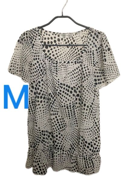 【美品】ESPRITMUR 半袖ブラウス ドット ホワイト 白 M 手洗い可
